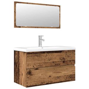 vidaXL 3 pcs conj. m&oacute;veis casa banho derivados madeira madeira velha