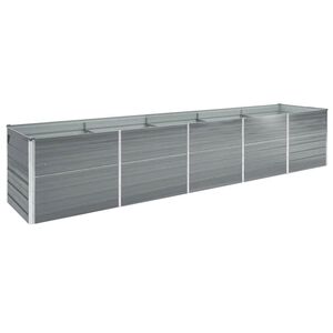 vidaXL Canteiro elevado jardim a&ccedil;o galvanizado 400x80x45 cm cinzento