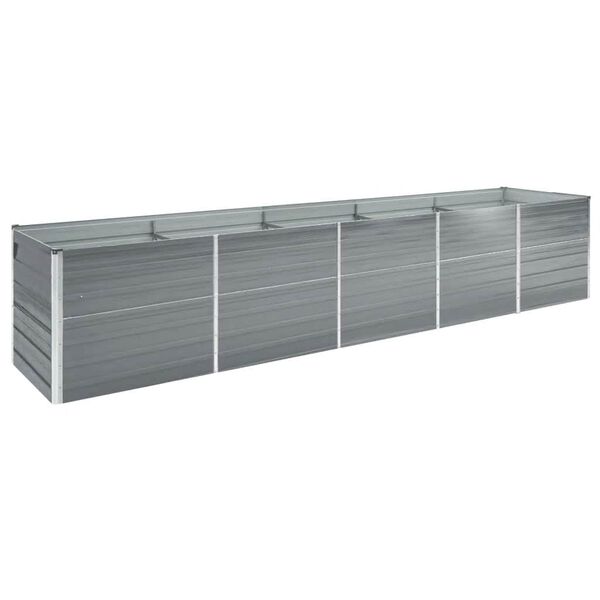vidaXL Canteiro elevado jardim a&ccedil;o galvanizado 400x80x45 cm cinzento