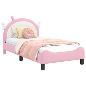 vidaXL Estrutura de Cama Infantil com Cabeceira Rosa 80 x 160 cm PU