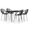 vidaXL 5 pcs Conjunto de jantar para jardim preto