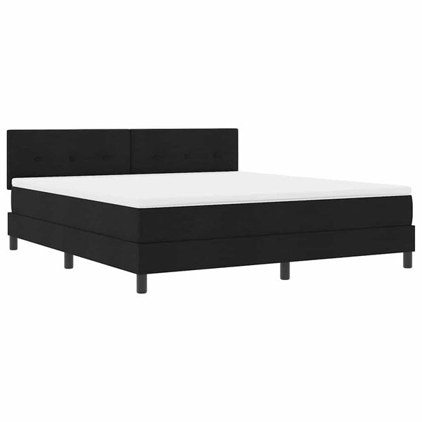vidaXL Cama Box com colch&atilde;o com cabeceira Preto 180 x 200 cm tecido