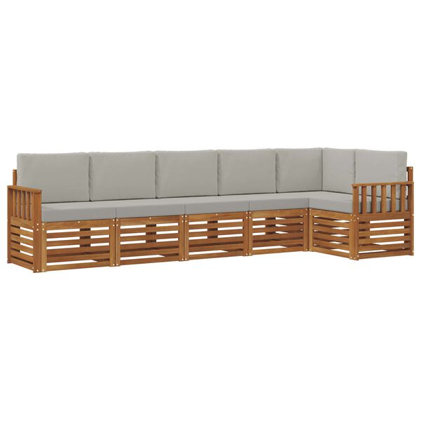 vidaXL Conjuntos de sof&aacute;s com almofada 6 pcs Cinza Natural e Claro