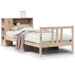 vidaXL Cama com estante sem colch&atilde;o 90x190 cm pinho maci&ccedil;o