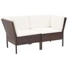 vidaXL 8 pcs conjunto lounge jardim c/ almofad&otilde;es vime PE castanho