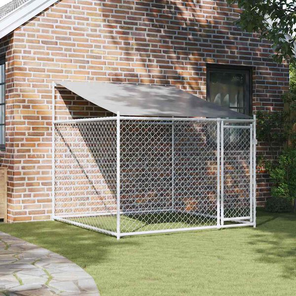 vidaXL Jaula para c&atilde;o com telhado/porta 2x2x2 m a&ccedil;o galvanizado cinza