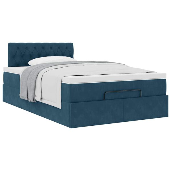 vidaXL Estrutura cama otomana colch&atilde;o 120x200cm veludo azul escuro