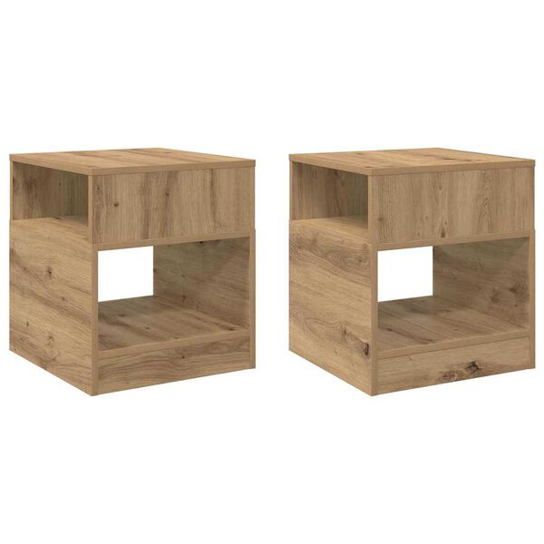 vidaXL Mesa de apoio 2 pcs Carvalho Artesanal 40,5 x 40 x 45 cm