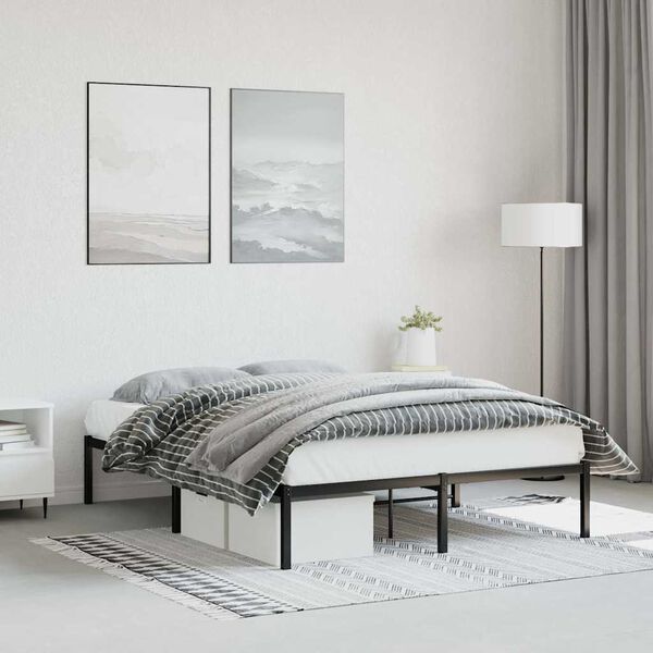 vidaXL Estrutura de cama 135x190 cm metal preto