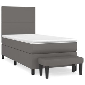 vidaXL Cama com molas/colch&atilde;o 90x200 cm couro artificial cinzento