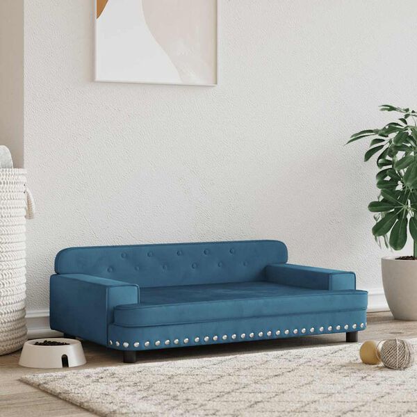 vidaXL Cama para cães 90x53x30 cm veludo azul