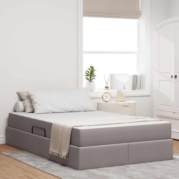 vidaXL Cama com arruma&ccedil;&atilde;o e colch&atilde;o Cinzento-acastanhado 120 x 190 cm