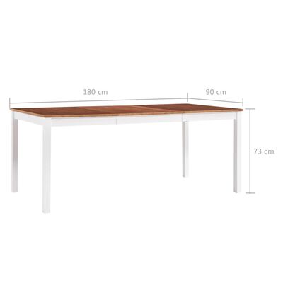 vidaXL Mesa de jantar 180x90x73 cm madeira de pinho branco e castanho