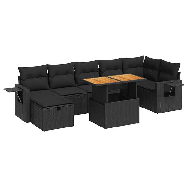 vidaXL 5 pcs conjunto sof&aacute;s de jardim com almofad&otilde;es ac&aacute;cia e vime PE