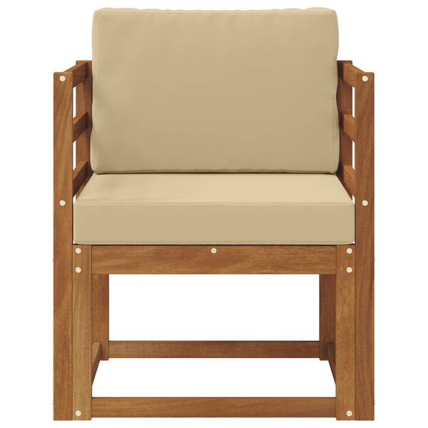 vidaXL Sof&aacute; exterior Madeira de Ac&aacute;cia maci&ccedil;a e Poli&eacute;ster Natural