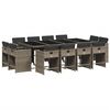 vidaXL 13 pcs conjunto jantar p/ jardim c/ almofad&otilde;es vime PE cinzento