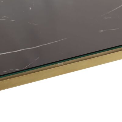 vidaXL Mesa consola aço inoxidável e vidro temperado dourado