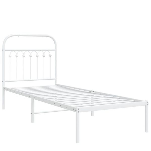 vidaXL Estrutura de cama sem colch&atilde;o com cabeceira 75x190 cm branco