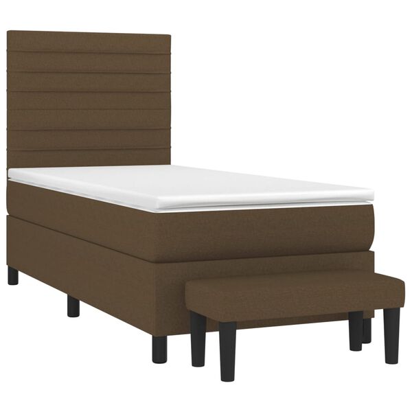 vidaXL Cama com molas/colch&atilde;o 80x200 cm tecido castanho-escuro