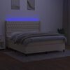 vidaXL Cama box spring c/ colch&atilde;o e LED 180x200 cm tecido cor creme