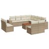 vidaXL 12 pcs conjunto de sof&aacute;s p/ jardim com almofad&otilde;es vime PE bege