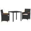 vidaXL Conjunto de Jantar para Jardim 3 unid. Preto vime PE
