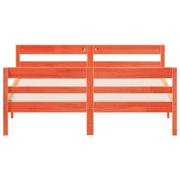 vidaXL Cama sem colch&atilde;o 140x200 cm madeira pinho maci&ccedil;a castanho-mel