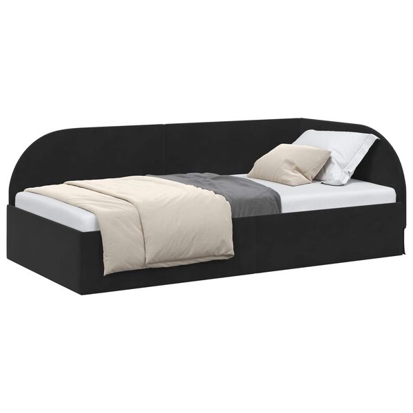 vidaXL Estrutura de Cama de Canto Preto 80 cm x 200 cm Veludo