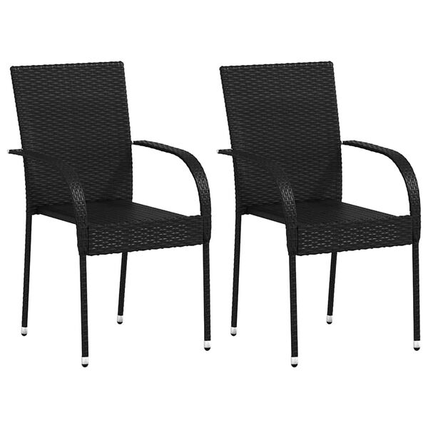 vidaXL Cadeiras de exterior empilháveis 2 pcs vime PE preto