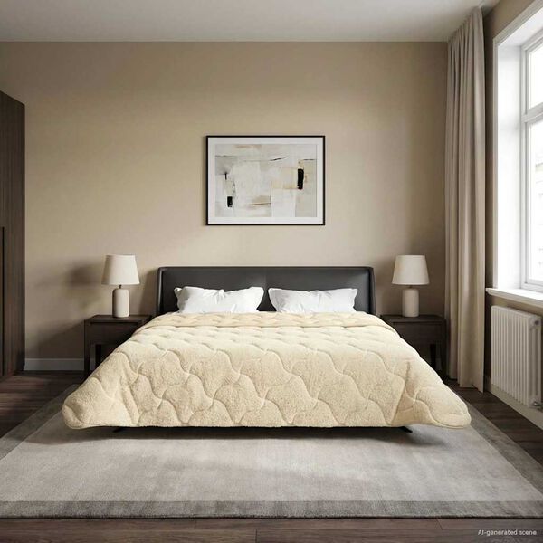 vidaXL Edredom de Ver&atilde;o Simples Colchonete Creme 220 x 240 cm