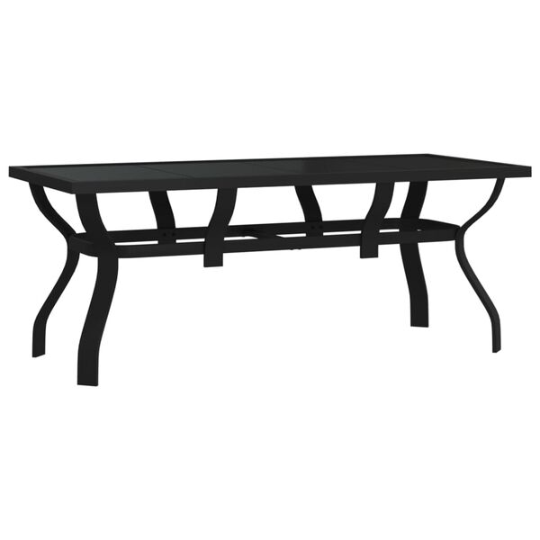 vidaXL Mesa de jardim 180x80x70 cm aço e vidro preto