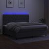 vidaXL Cama box spring c/ colch&atilde;o e LED 200x200 cm tecido cinza-escuro