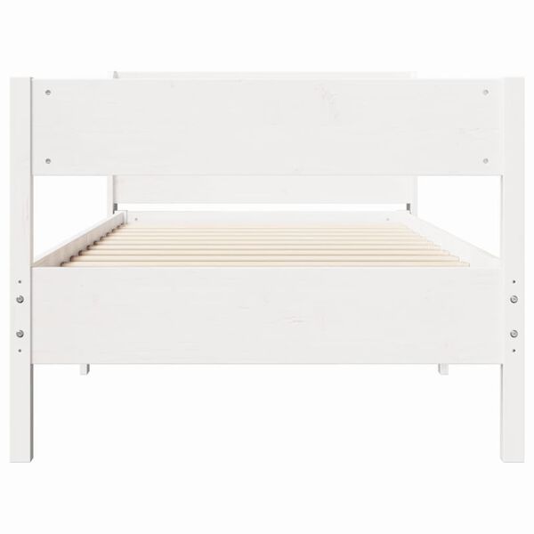 vidaXL Cama sem colch&atilde;o 100x200 cm madeira de pinho maci&ccedil;a branco