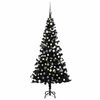 vidaXL &Aacute;rvore Natal artificial pr&eacute;-iluminada c/ bolas PVC preto