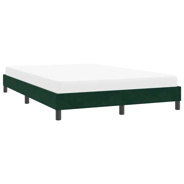 vidaXL Estrutura de cama sem colch&atilde;o 160x220 cm veludo verde-escuro