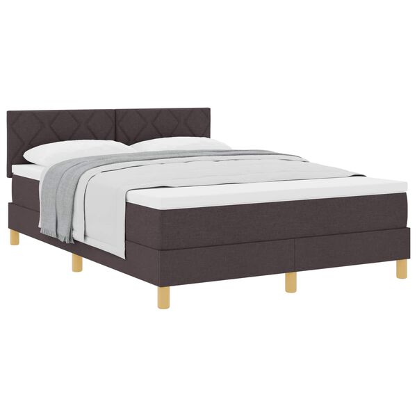 vidaXL Cama Box com colch&atilde;o Marrom Escuro 140 x 190 cm tecido