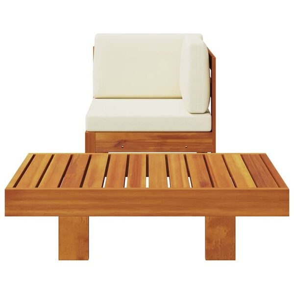 vidaXL 2 pcs conj. lounge de jardim c/ almofad&otilde;es branco nata ac&aacute;cia