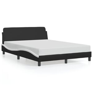 vidaXL Estrutura de cama Dover couro artif. 140x190cm preto/branco