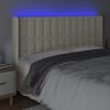 vidaXL Cabeceira cama c/ LED 203x16x118/128 cm couro artificial cr&egrave;me