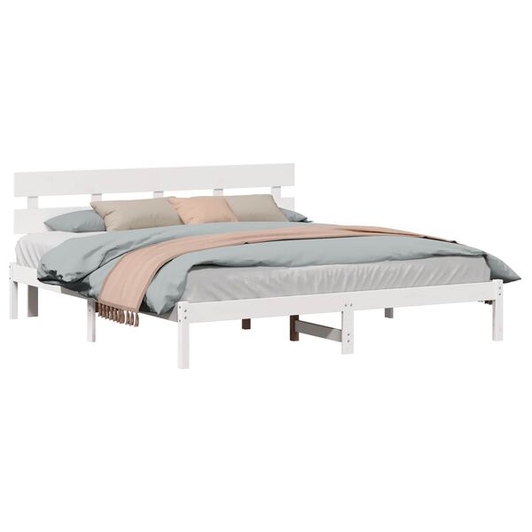 vidaXL Estrutura da Cama Branco 180 x 200 cm Madeira de pinho maci&ccedil;a