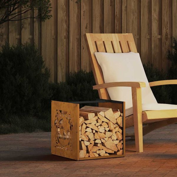 vidaXL Rack Lenha 40x40x40 cm aço resistente às intempéries