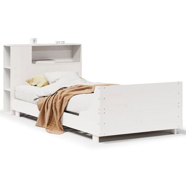 vidaXL Cama sem colch&atilde;o 90x190 cm madeira de pinho maci&ccedil;a branco