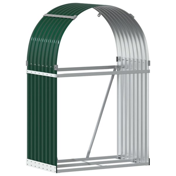 vidaXL Suporte de lenha 80x45x120 cm a&ccedil;o galvanizado verde