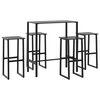 vidaXL Conjunto de bar para jardim 5 pcs a&ccedil;o revestido a p&oacute; preto