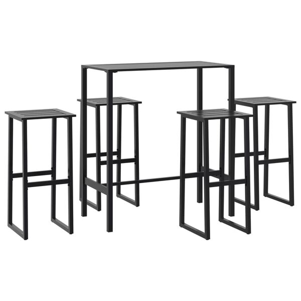 vidaXL Conjunto de bar para jardim 5 pcs a&ccedil;o revestido a p&oacute; preto
