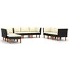 vidaXL 9 pcs conjunto lounge de jardim c/ almofad&otilde;es vime PE preto