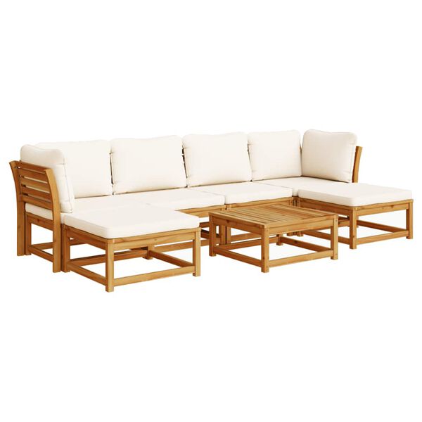 vidaXL 7 pcs conjunto lounge jardim c/almofad&otilde;es madeira maci&ccedil;a ac&aacute;cia