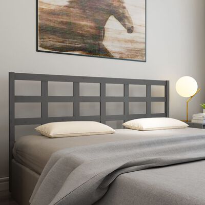 vidaXL Cabeceira de cama 185,5x4x100 cm pinho maciço cinzento
