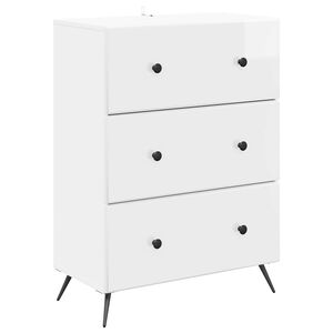 vidaXL Gabinete de Gavetas Branco Brilhante 66 x 34,5 x 90 cm