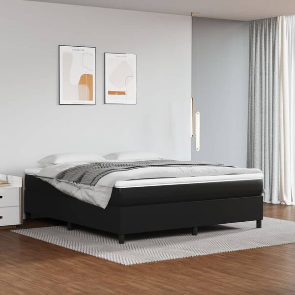 vidaXL Estrutura de cama com molas 180x200 cm couro artificial preto